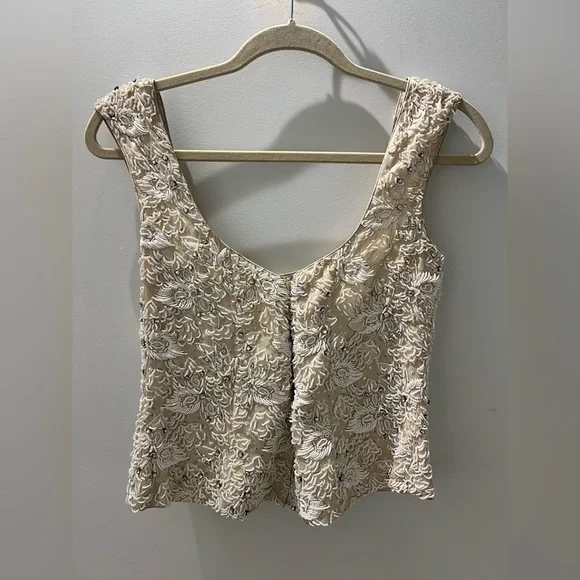 Vintage 1970s HEFTCO Beaded Wedding Gown, Matching Corset Vest Rhinestone Detail - Picture 10 of 17